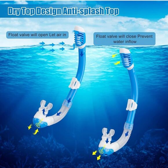 Snorkel Blue Dry Kids 1 Tempered Glass Scuba Diving Mask Toy Swim Goggle Youth O - Picture 7 of 8